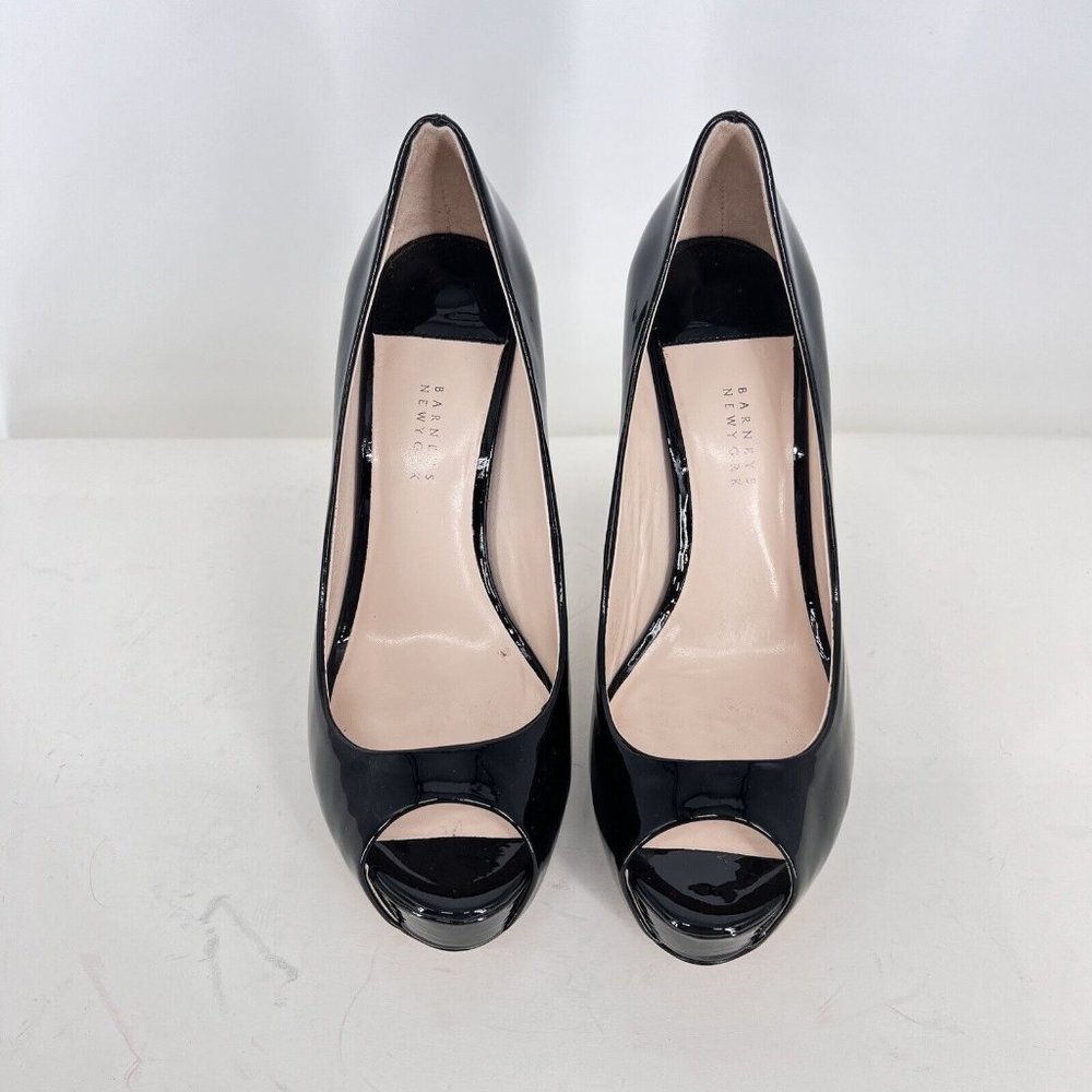 Barney’s New York Womens Black Leather Peeptoe High Heel Italy 8.5 EXCELLENT